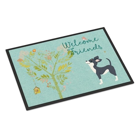 Carolines Treasures Carolines Treasures BB7627MAT Welcome Friends Black White Chihuahua Indoor or Outdoor Mat; 18 x 27 in. BB7627MAT